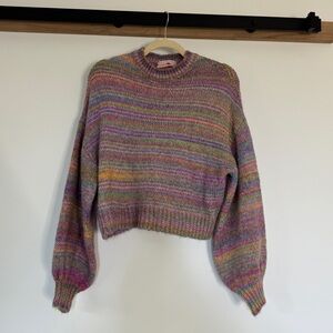 Multicolored balloon sleeve sweater